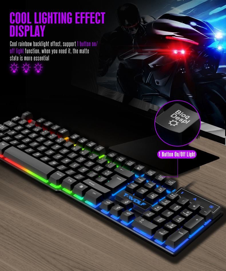 Gaming Keyboard Wired Glowing  - Esports Gaming Logo ulasan dan harga