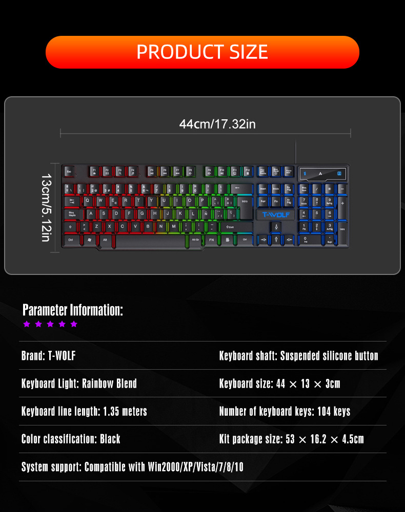 Gaming Keyboard Wired Glowing  - Esports Gaming Logo ulasan dan harga